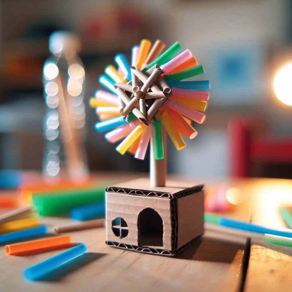 Sådan bygger I en vindmølle af pap og sugerør